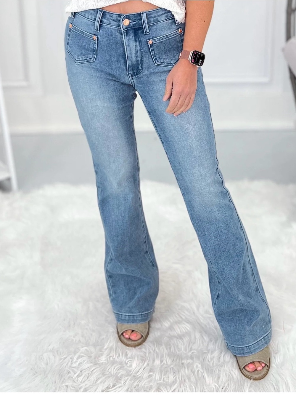 Judy Blue Fading Fast Patch Pocket Bootcut Jeans Size 27